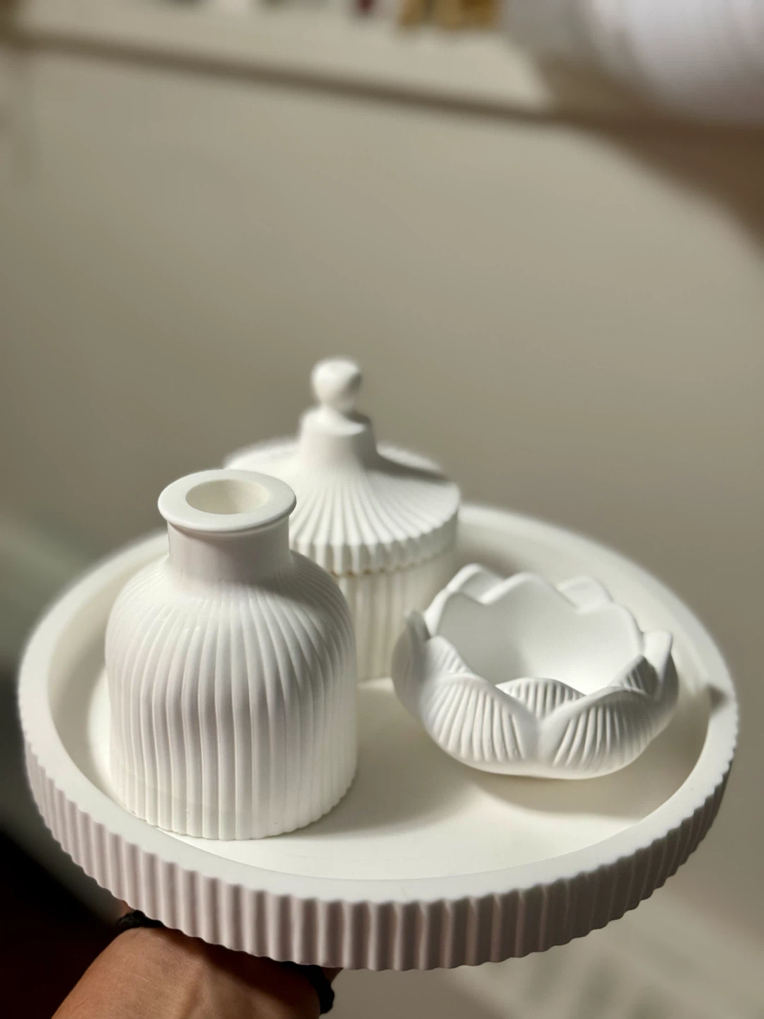 White Decorative Tray with Set