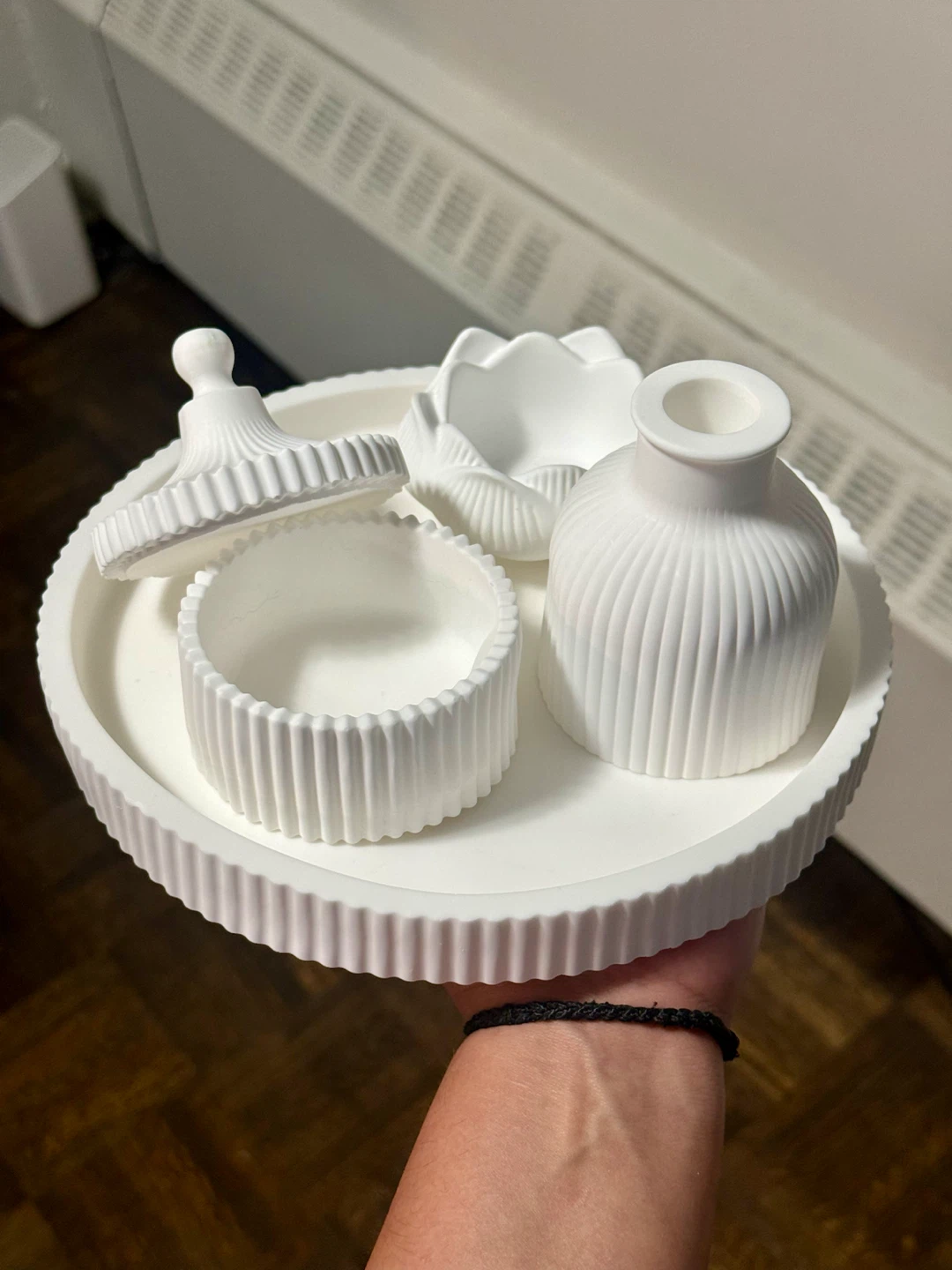 White Decorative Tray with Set - photo 2