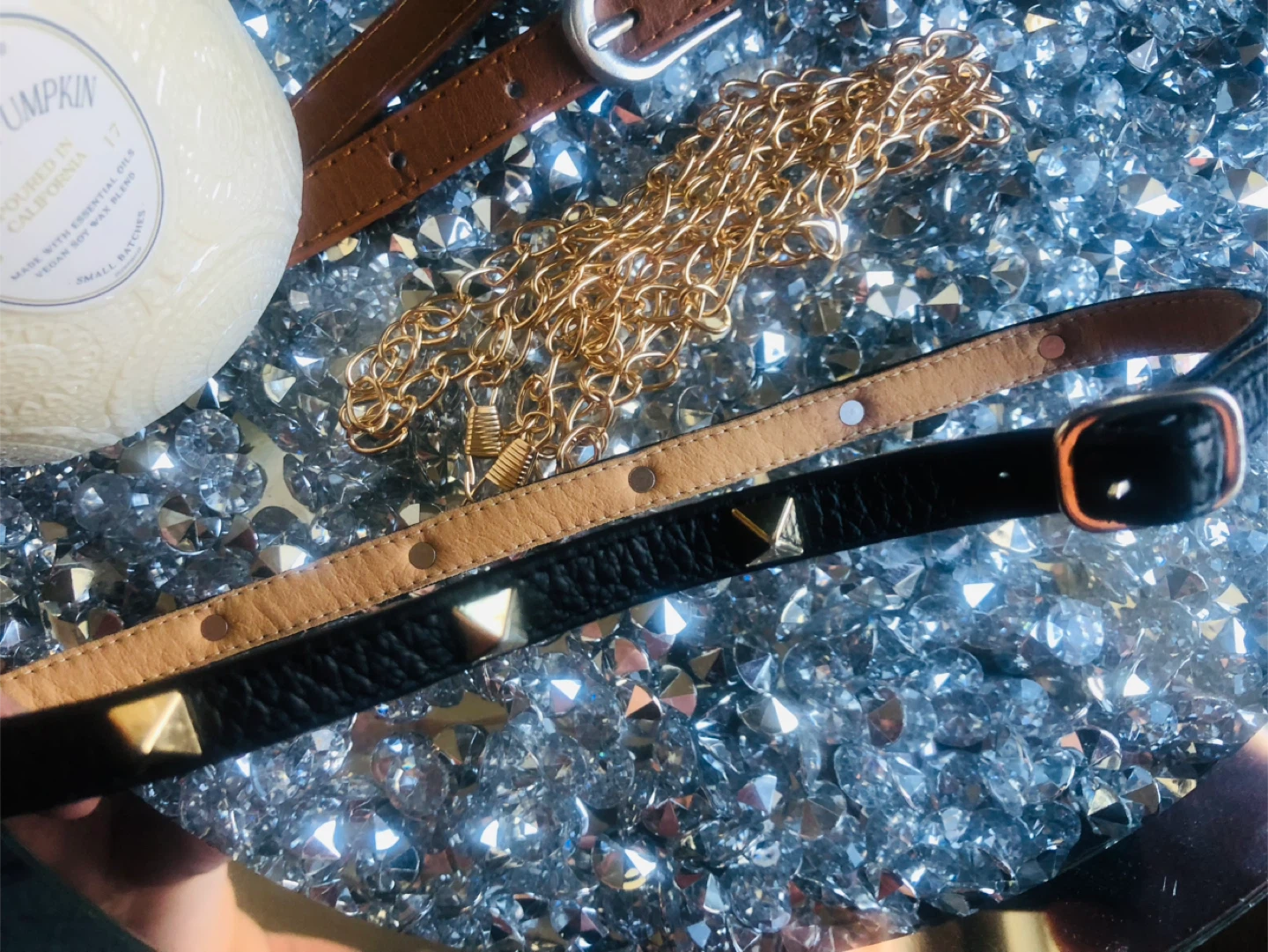 2 Fashion Belts & One Studded Necklace Choker - photo 4