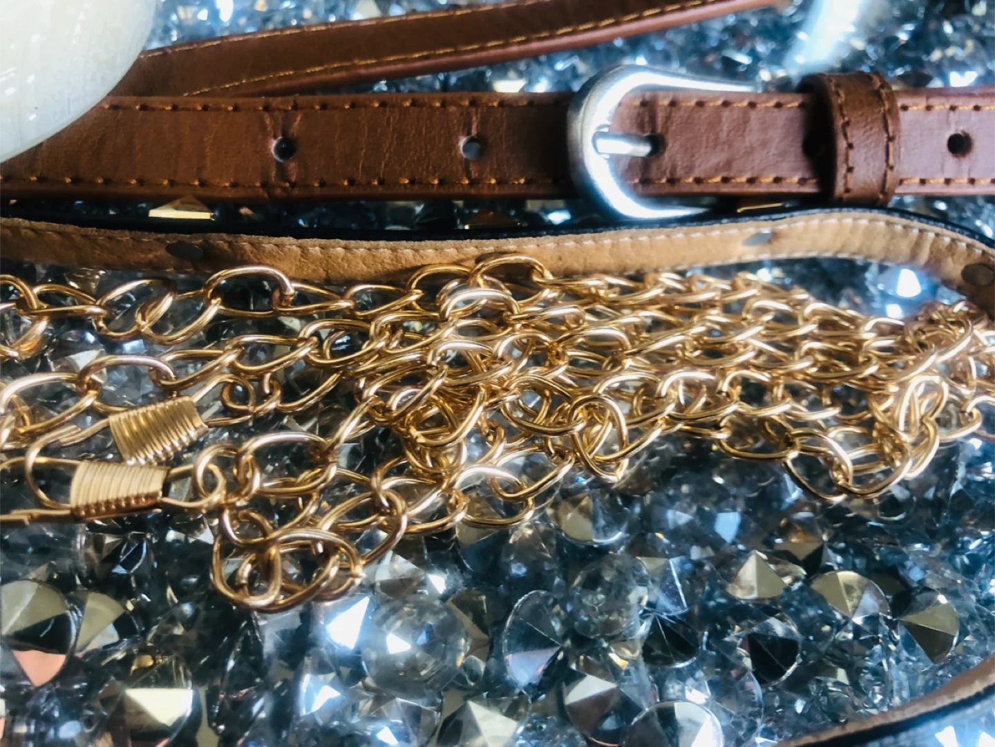 2 Fashion Belts & One Studded Necklace Choker - photo 2