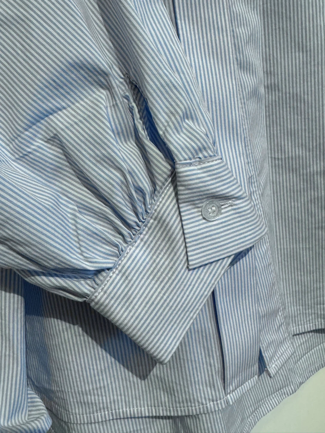 Calvin Klein Women’s Blue Pinstripe Button-Up Long Sleeve Shirt - photo 4