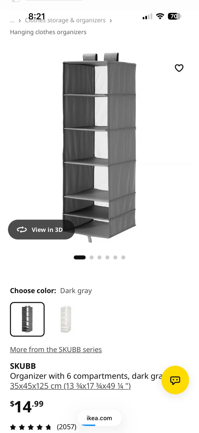 1+1 IKEA SKUBB hanging storage with organizer