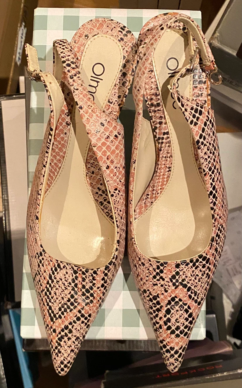 Olmec Snake Print Slingback Heels