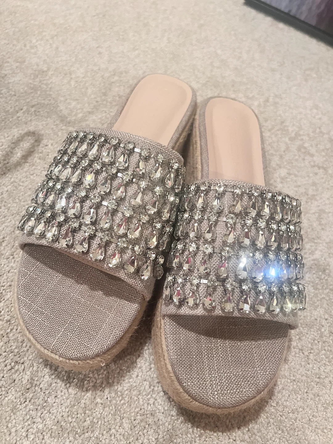 Women's Embellished Platform Slide Sandals