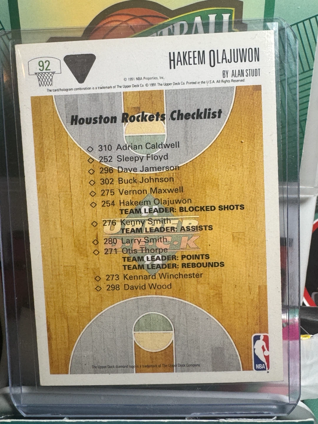 1991 Upper Deck Hakeem Olajuwon Houston Rockets Card - photo 3