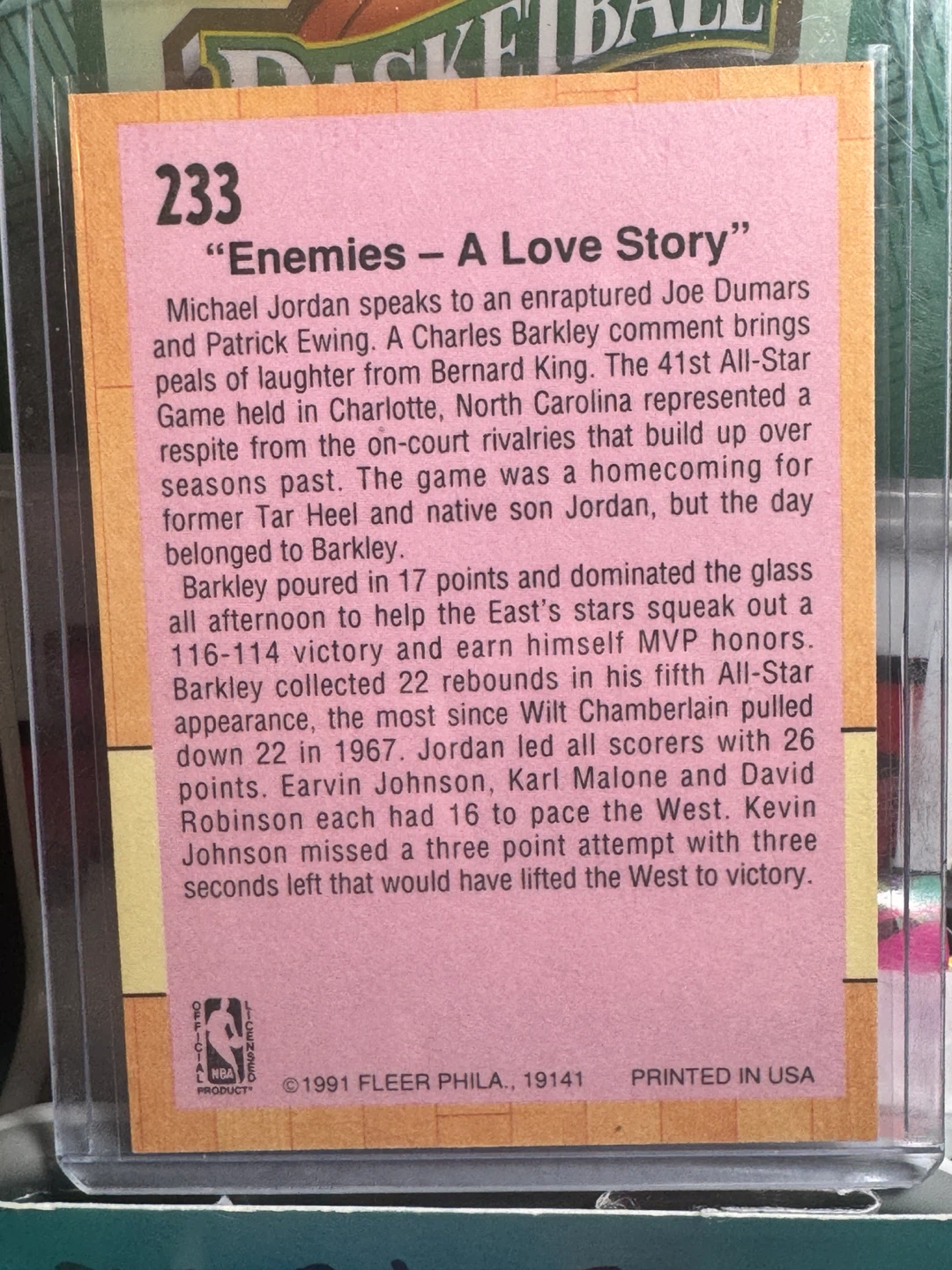 1991 Fleer NBA All-Star Game Trading Card #233 - photo 3