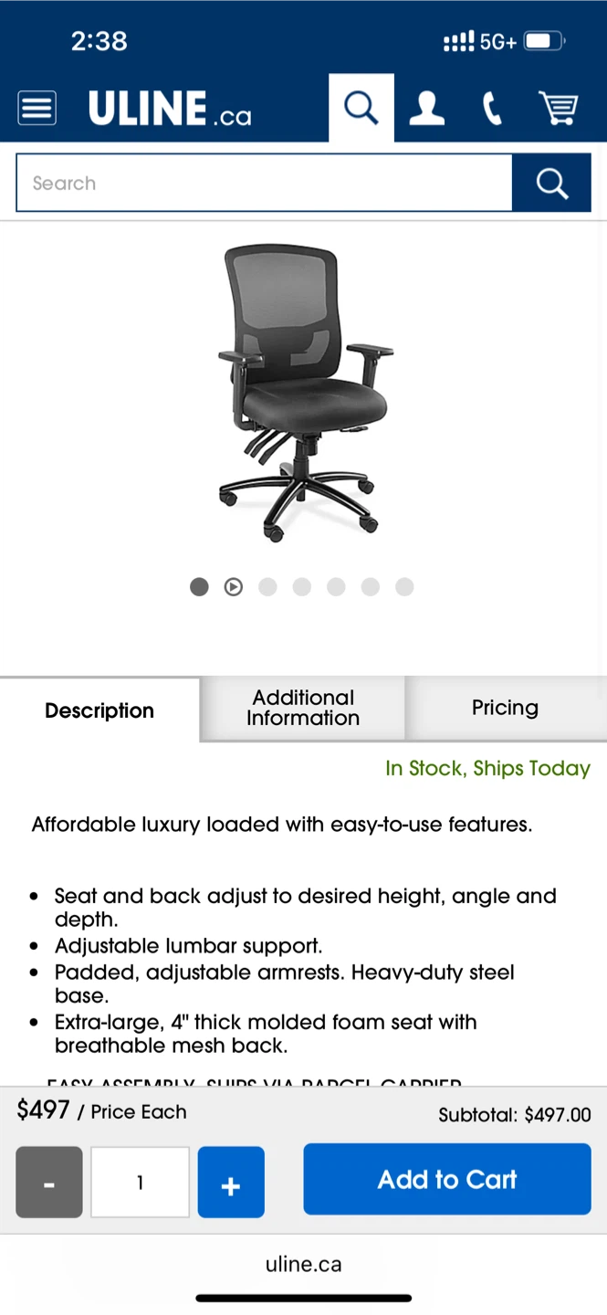 Uline Ergonomic Mesh Office Chair