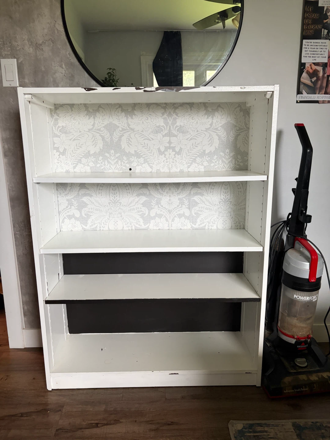 White Bookshelf with Decorative Backing