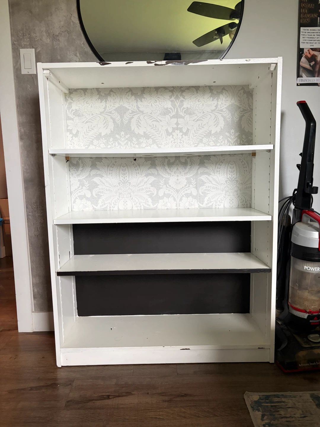 White Bookshelf with Decorative Backing - photo 2