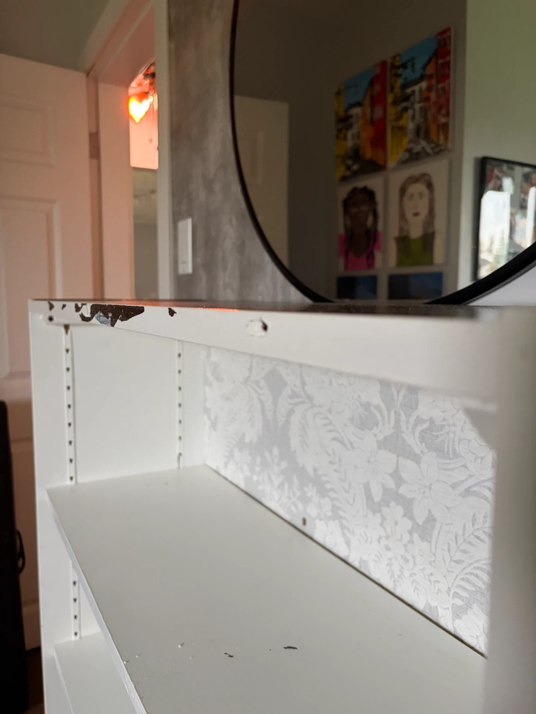 White Bookshelf with Decorative Backing - photo 4