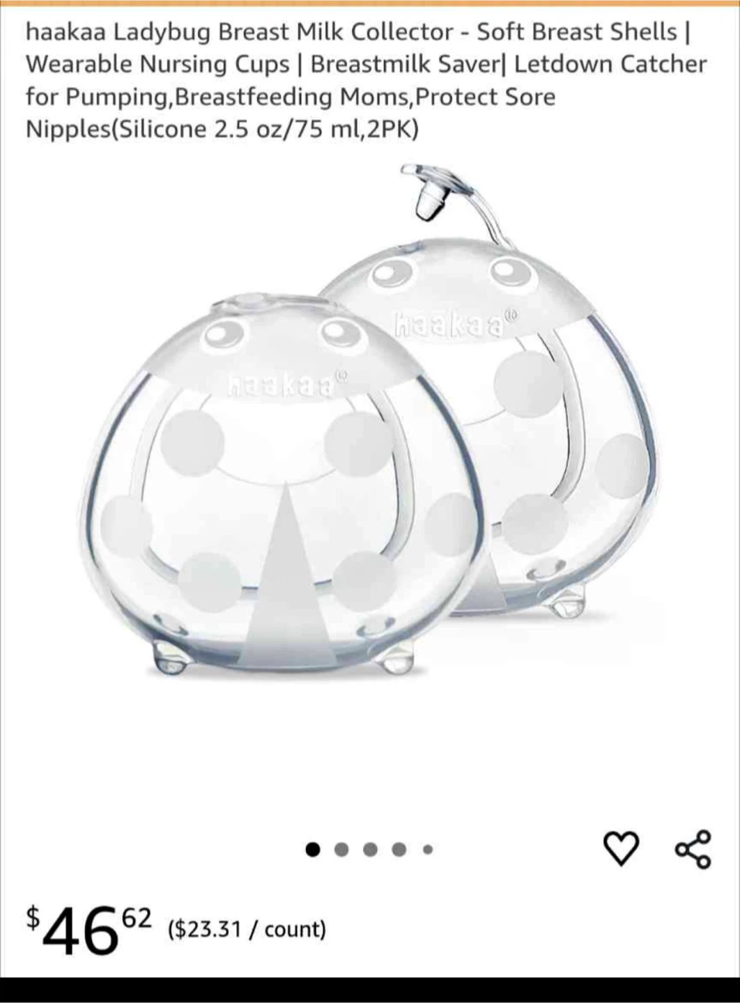 Haakaa Ladybug Silicone Breast Milk Collectors 2-Pack - photo 2
