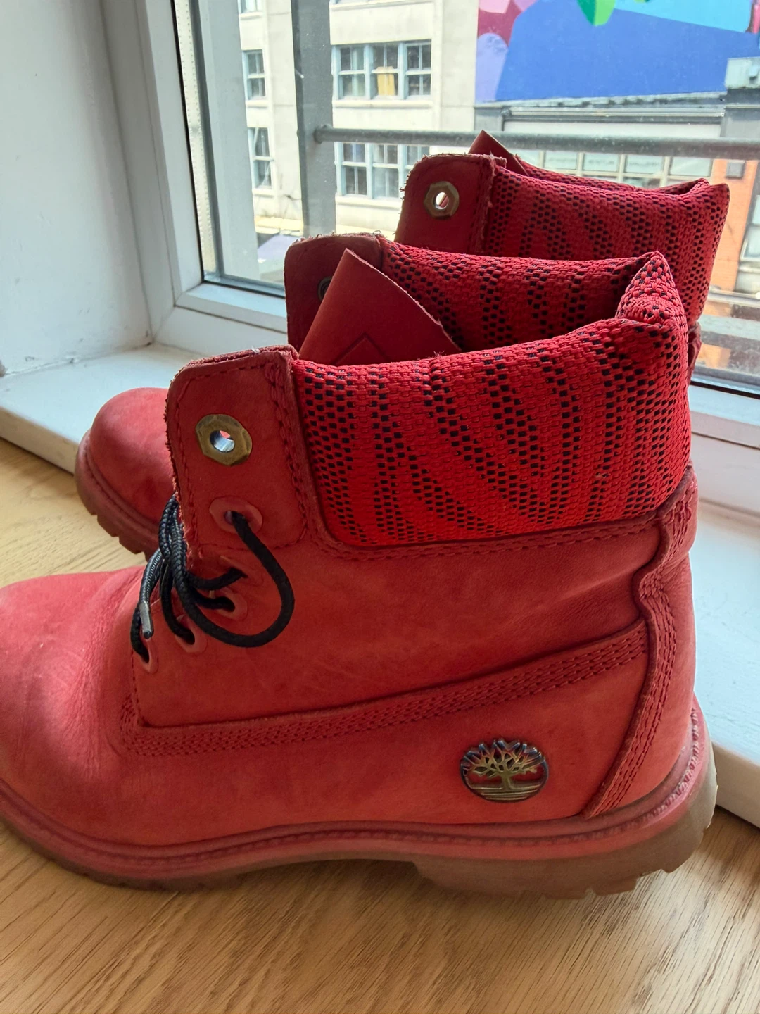 Red Timberland Boots Women's Size 8
