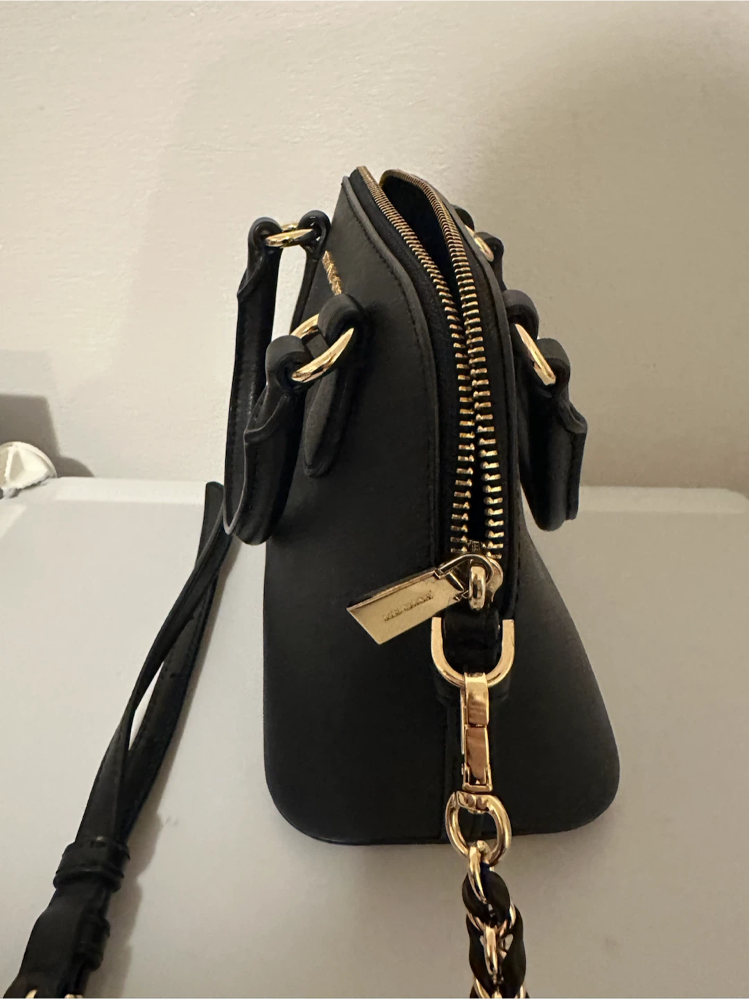 Michael Kors Black Leather Dome Satchel Crossbody Bag - photo 2