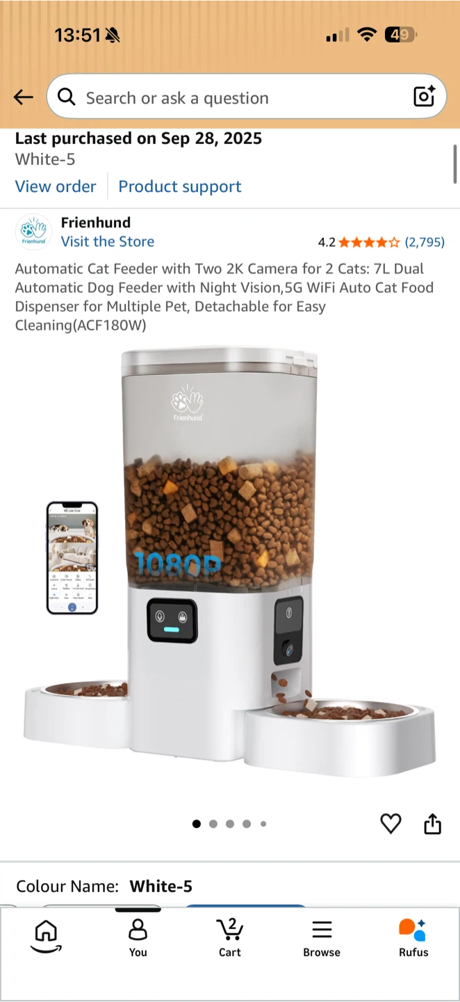Frienhund Automatic Dual Pet Feeder with Camera - photo 2