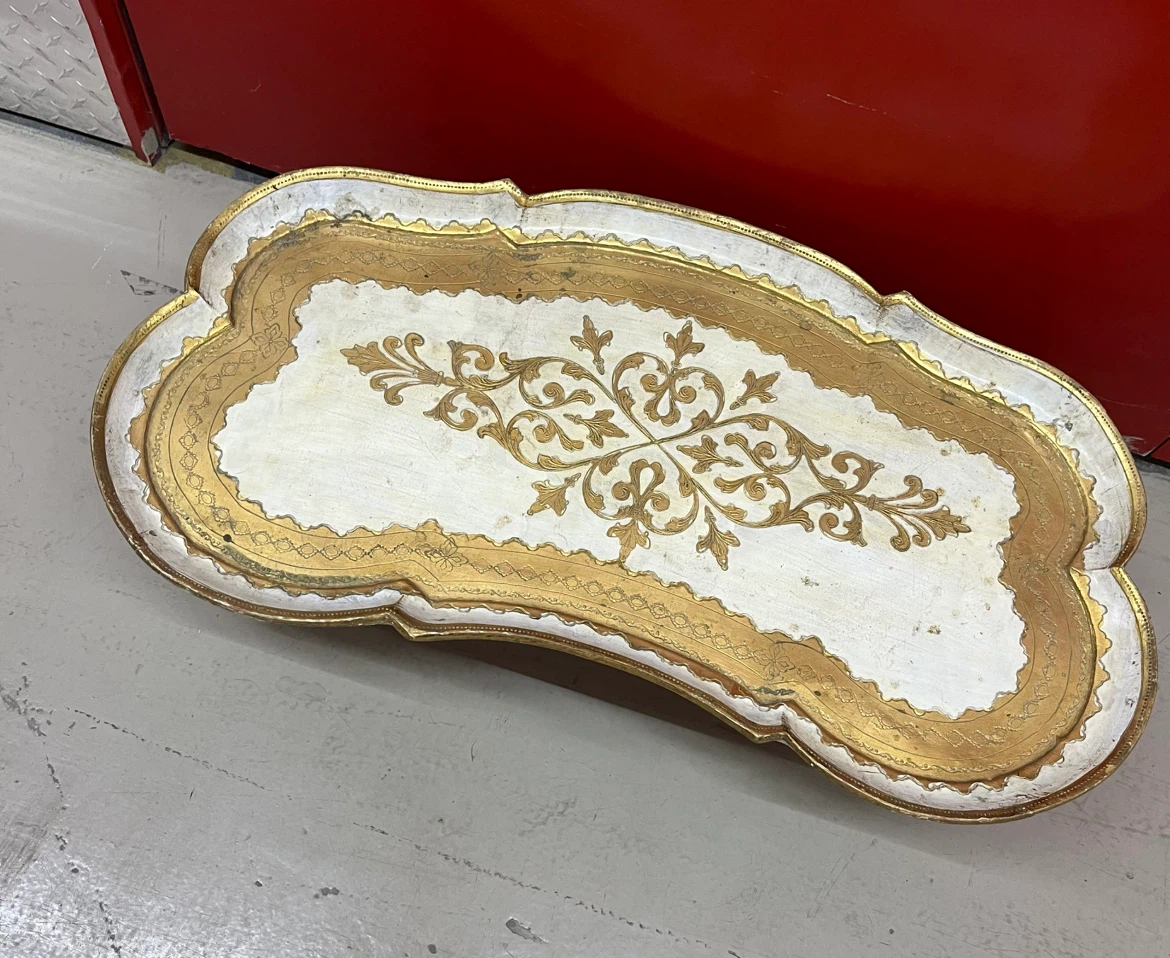 Decorative Serving/Bed Tray with Gold Accents