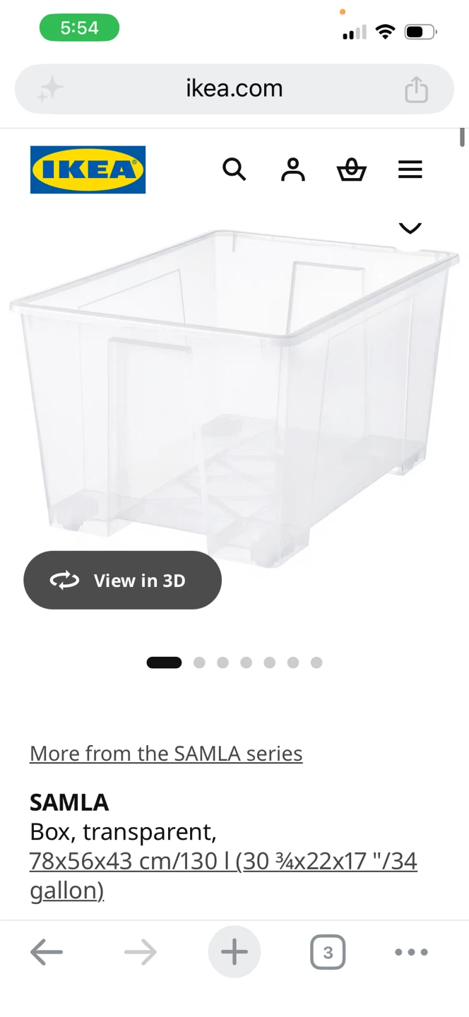 2x IKEA SAMLA Storage Box 130L