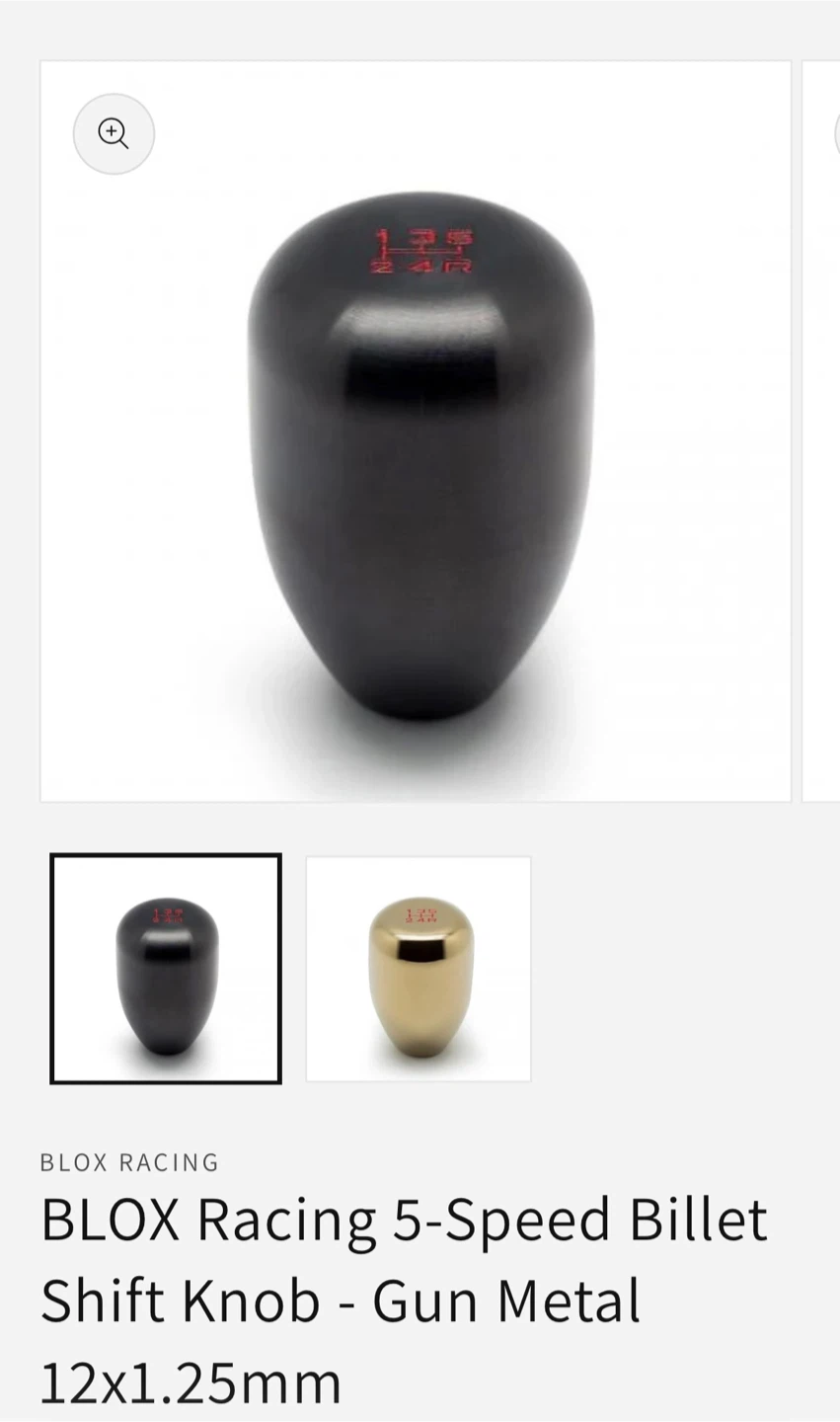 BLOX Racing 5-Speed Billet Shift Knob - Gun Metal 12x1.25mm