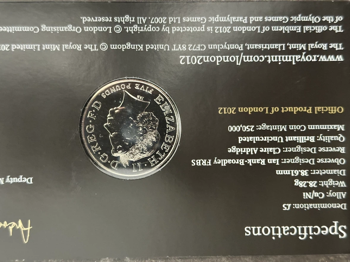 Royal Mint London 2012 Countdown £5 Coin - photo 2