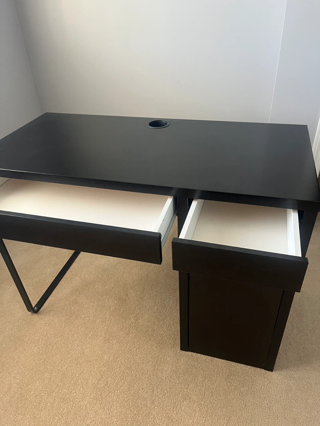 Black Desk with Drawers and Cabinet - photo 2