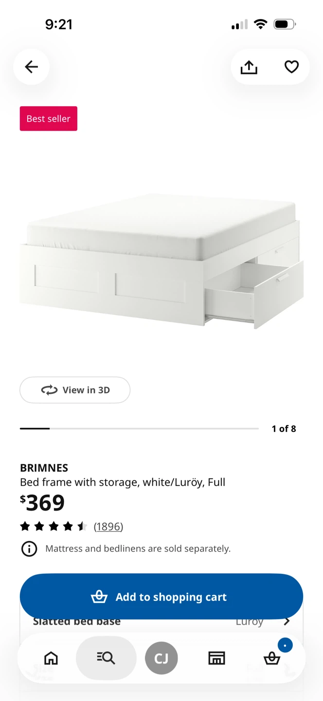 IKEA Brimnes Full Bed Frame with Storage