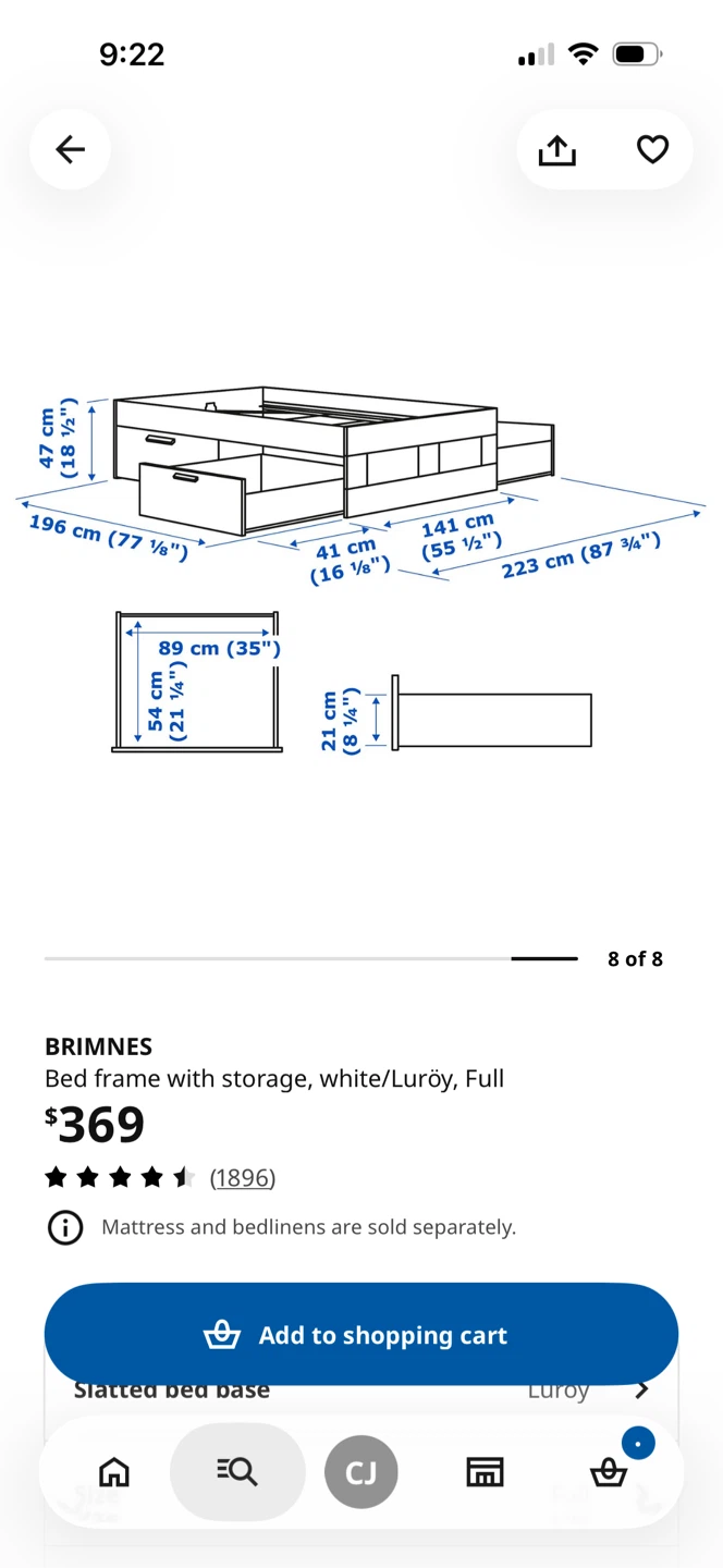 IKEA Brimnes Full Bed Frame with Storage - photo 3