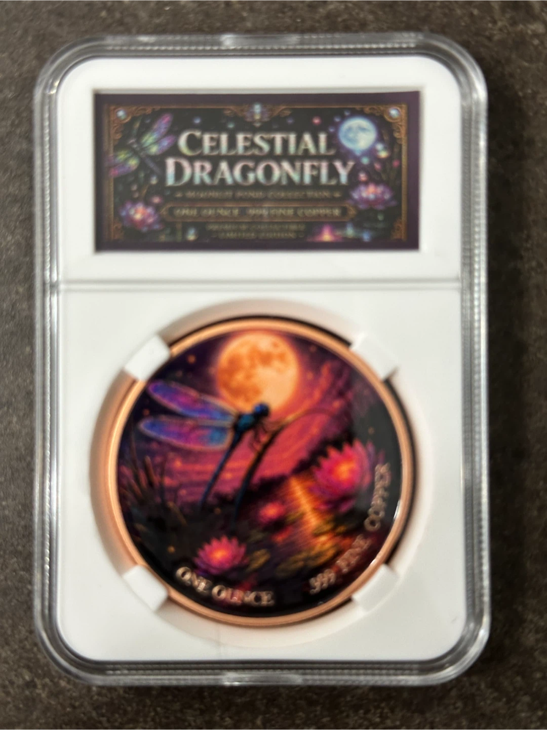Celestial Dragonfly 1 oz Fine Copper Round