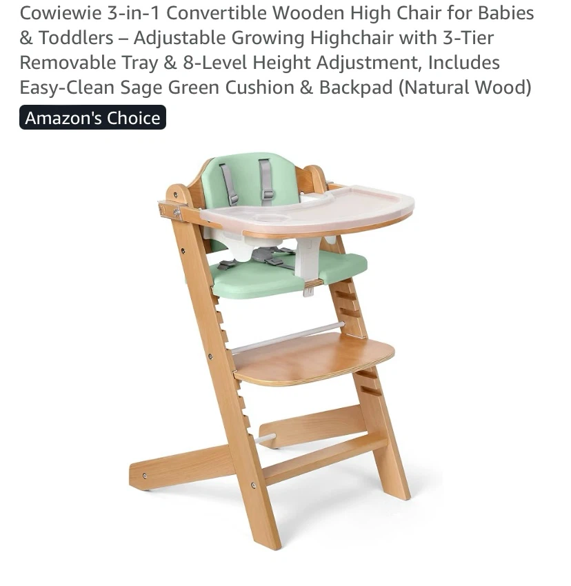 New Cowiewie 3-in-1 Convertible Wooden High Chair