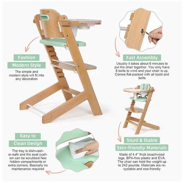 New Cowiewie 3-in-1 Convertible Wooden High Chair - photo 4