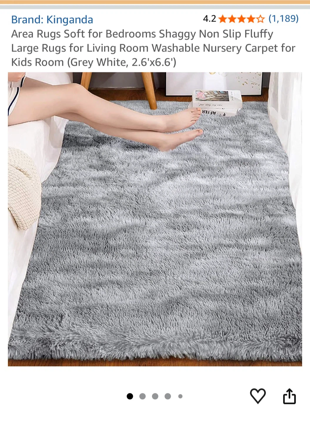 Kinganda Shaggy Area Rug Grey White - photo 4