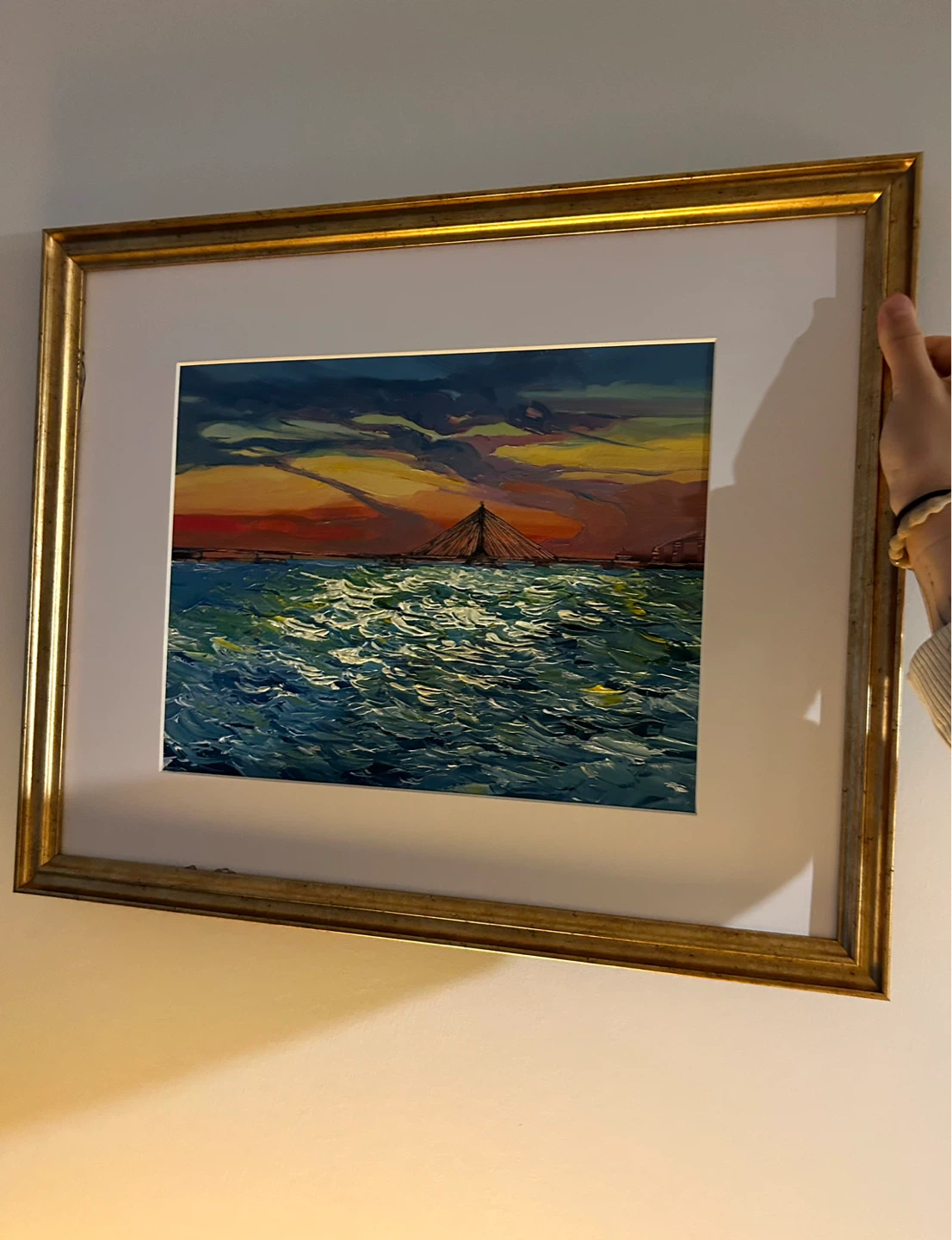 original oil painting with decorative gold frame - photo 2