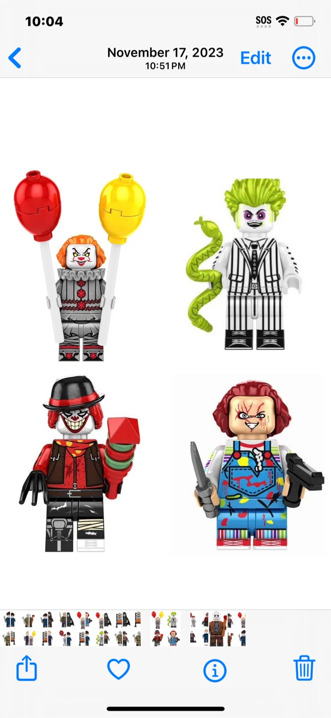 Brand New 4pack HORROR MOVIE Lego Mini Figure Set
