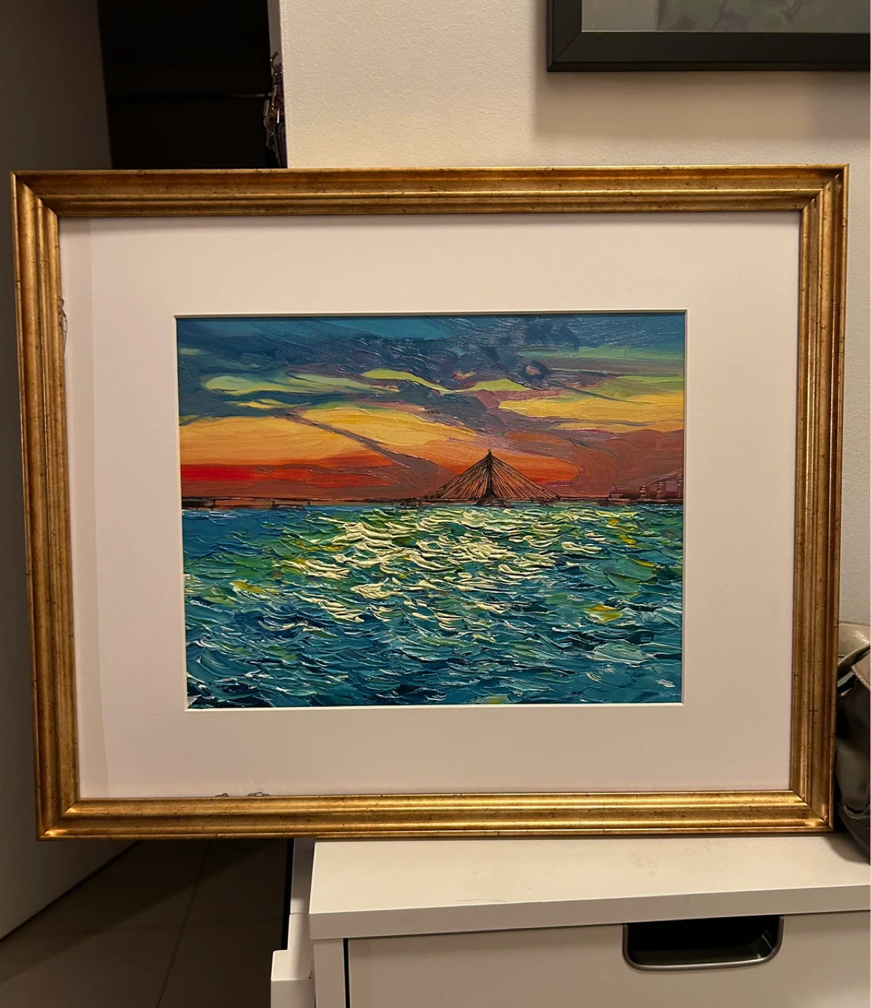 original oil painting with decorative gold frame