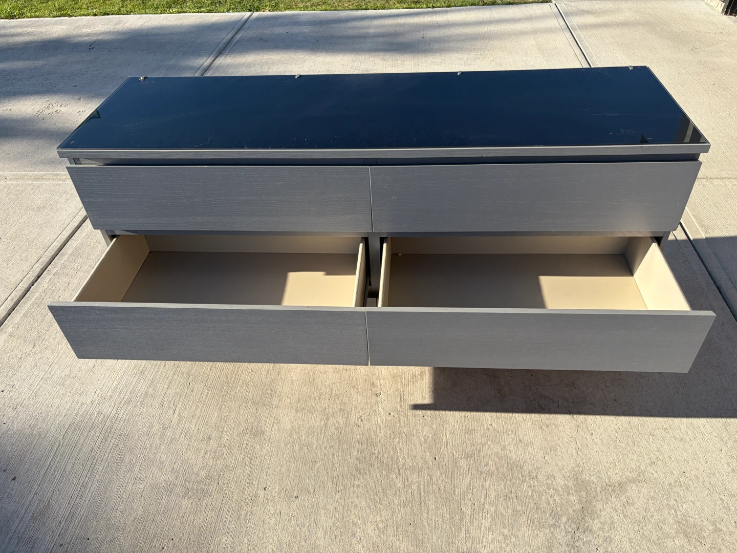 IKEA grey dresser with glass top - photo 2