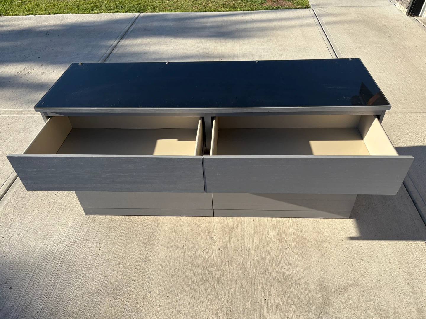 IKEA grey dresser with glass top - photo 3