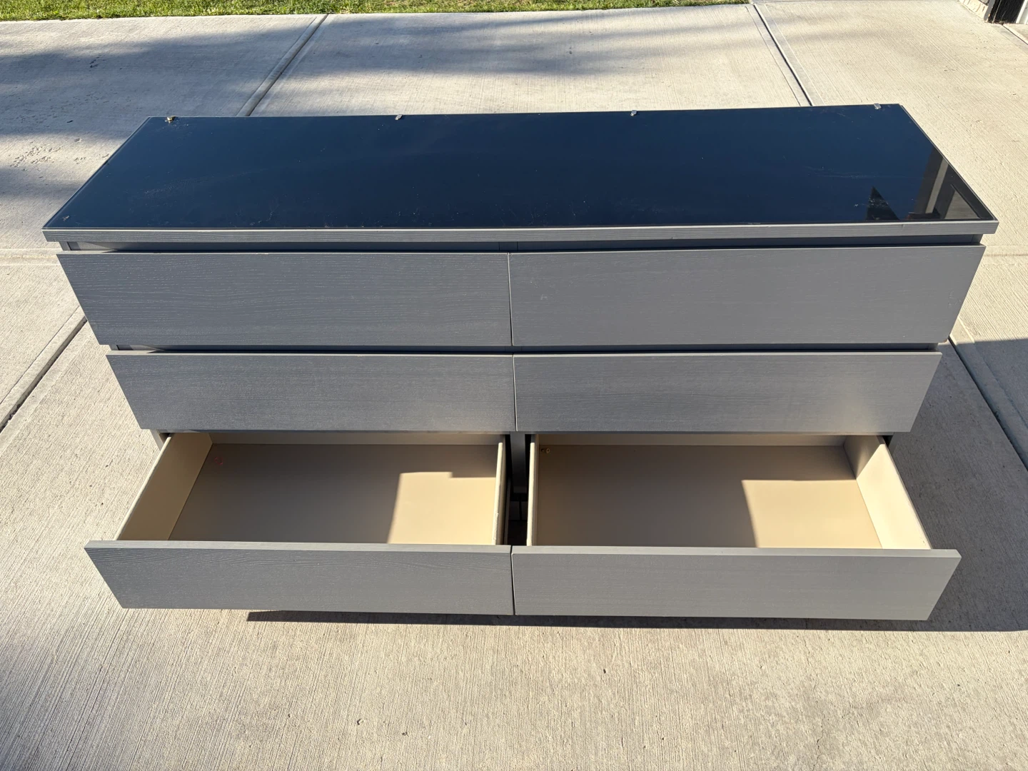 IKEA grey dresser with glass top - photo 4