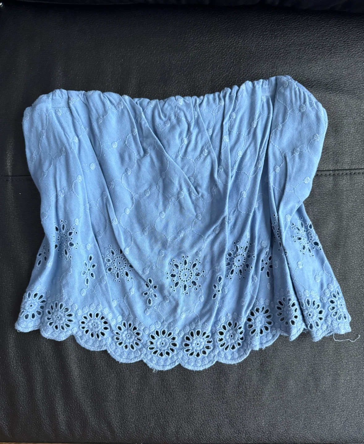Free People Blue Eyelet Strapless Top - M - photo 2