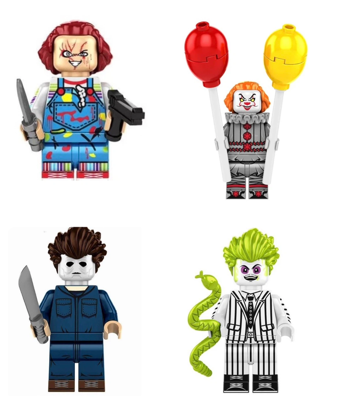 Brand New 4pack HORROR MOVIE Lego Mini Figure Set