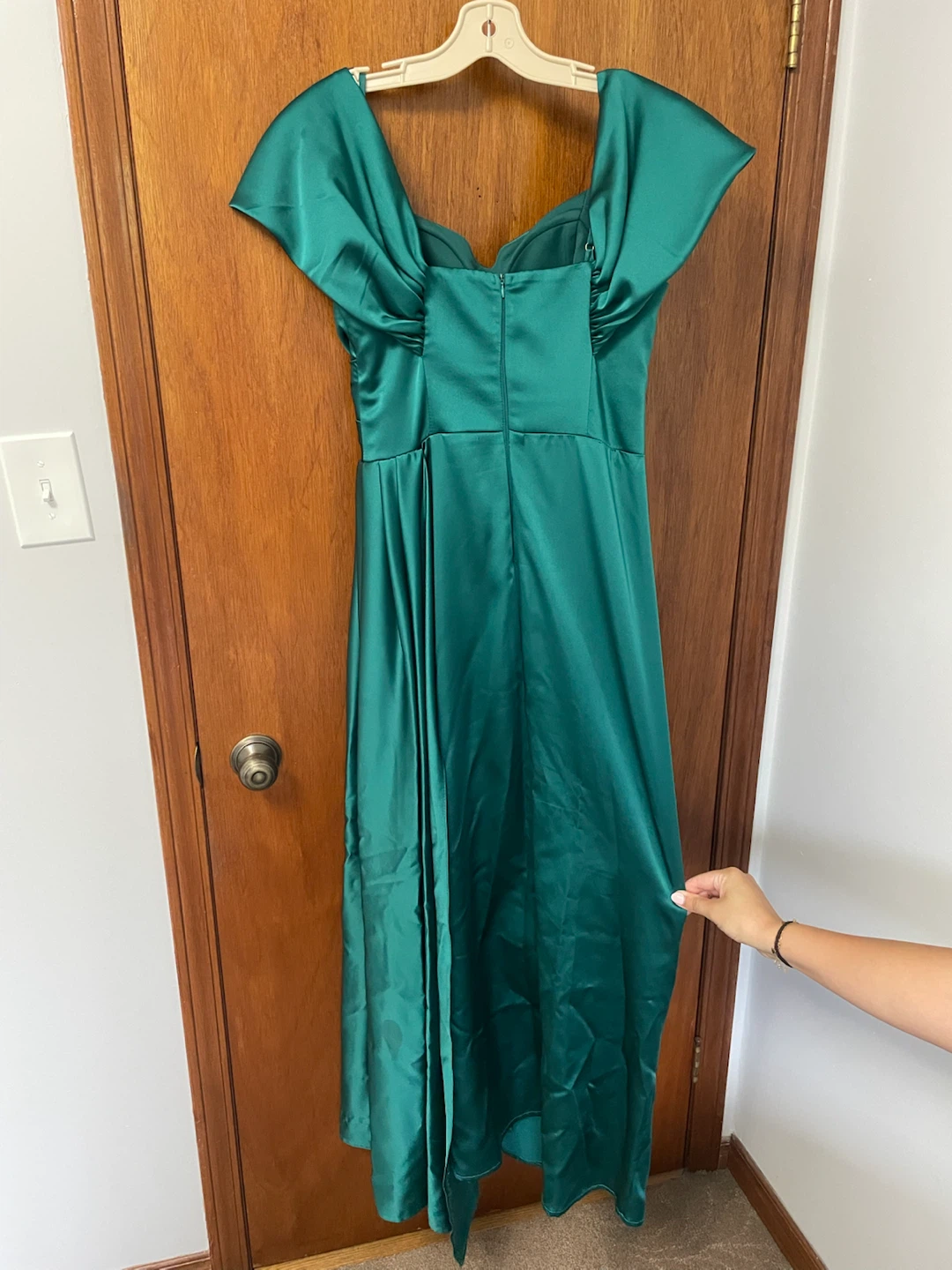 Emerald Green Satin Evening Gown