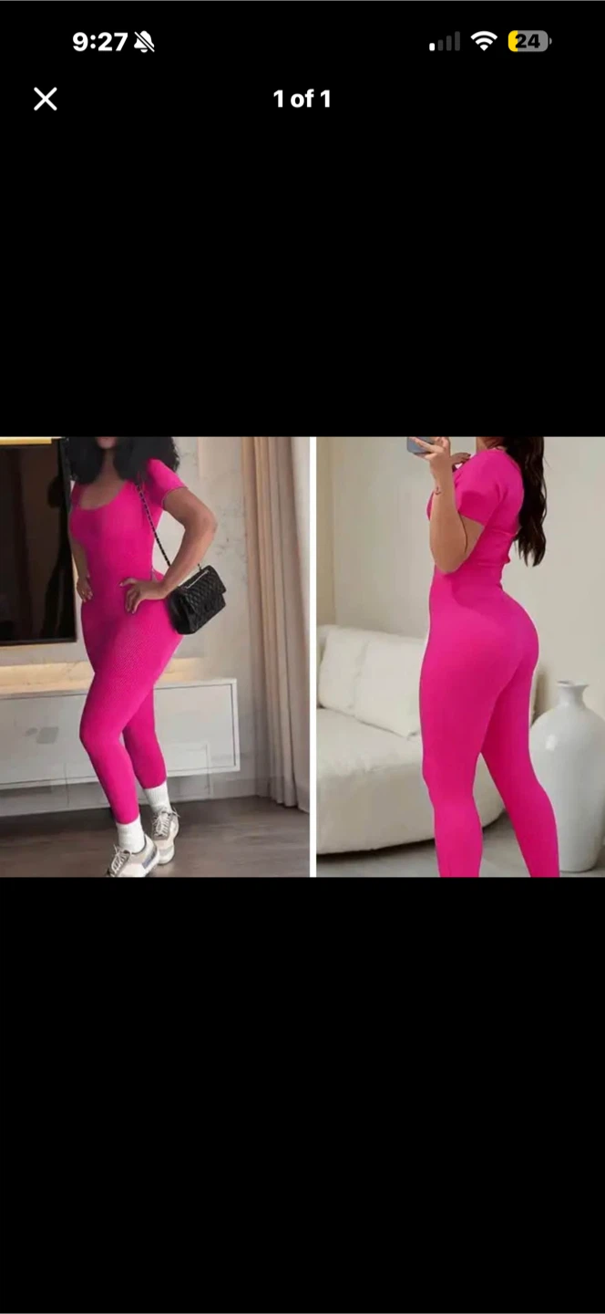 Brand New Hot Pink Ribbed Bodysuit Jumpsuit. Size small
