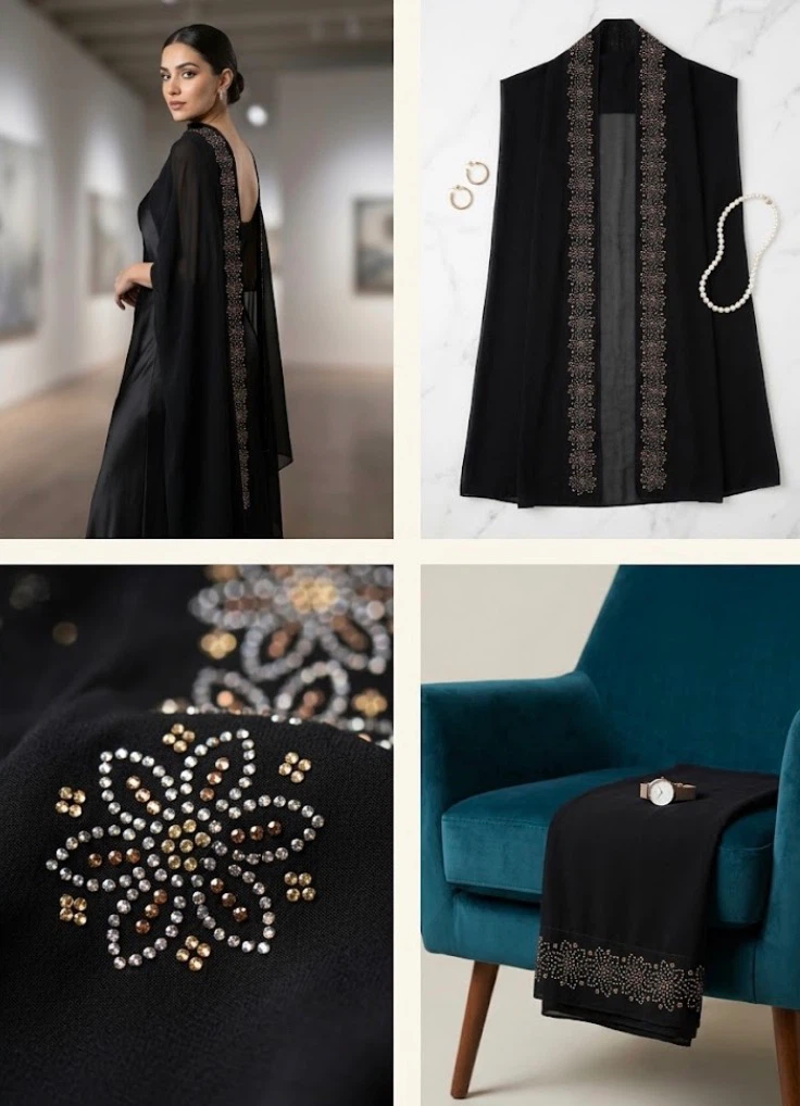 Black shawl with Embellishments