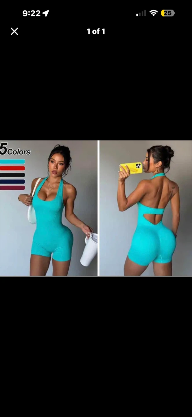 Brand New Turquoise Ribbed Halter Romper. Size Med