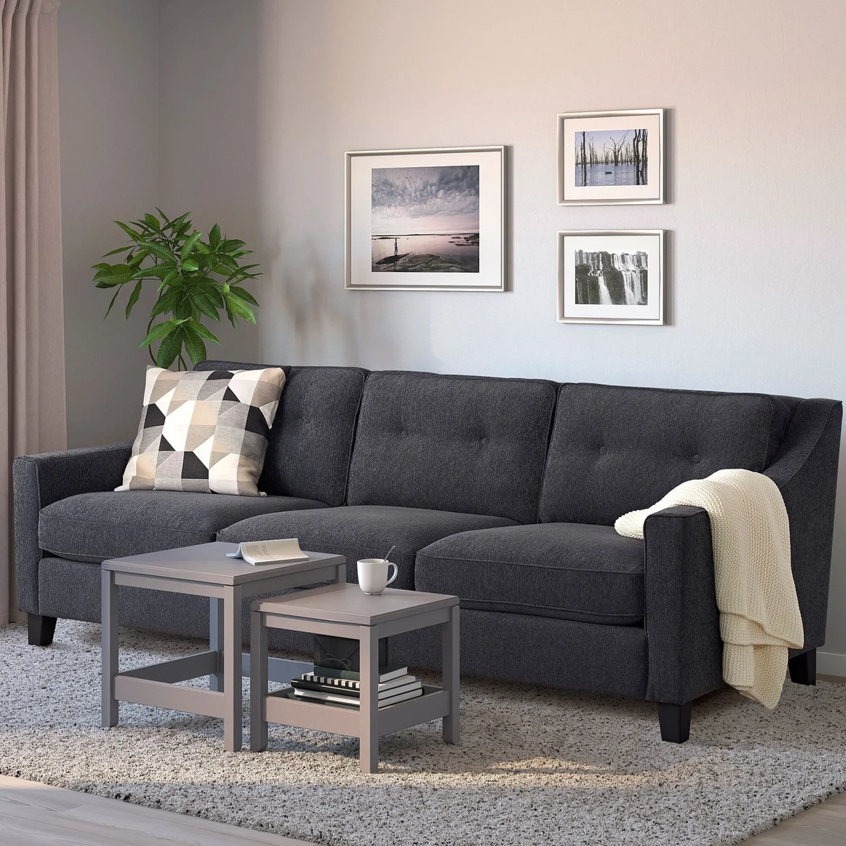 Dark Blue Three-Seater Sofa - Ikea - photo 2