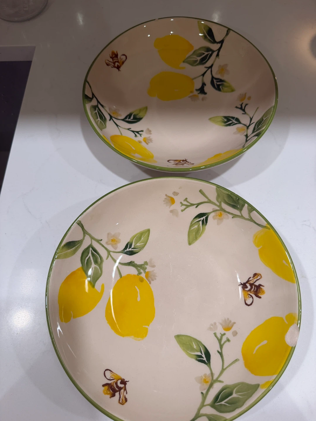 Set of 2 Lemon and Bee Design Plates