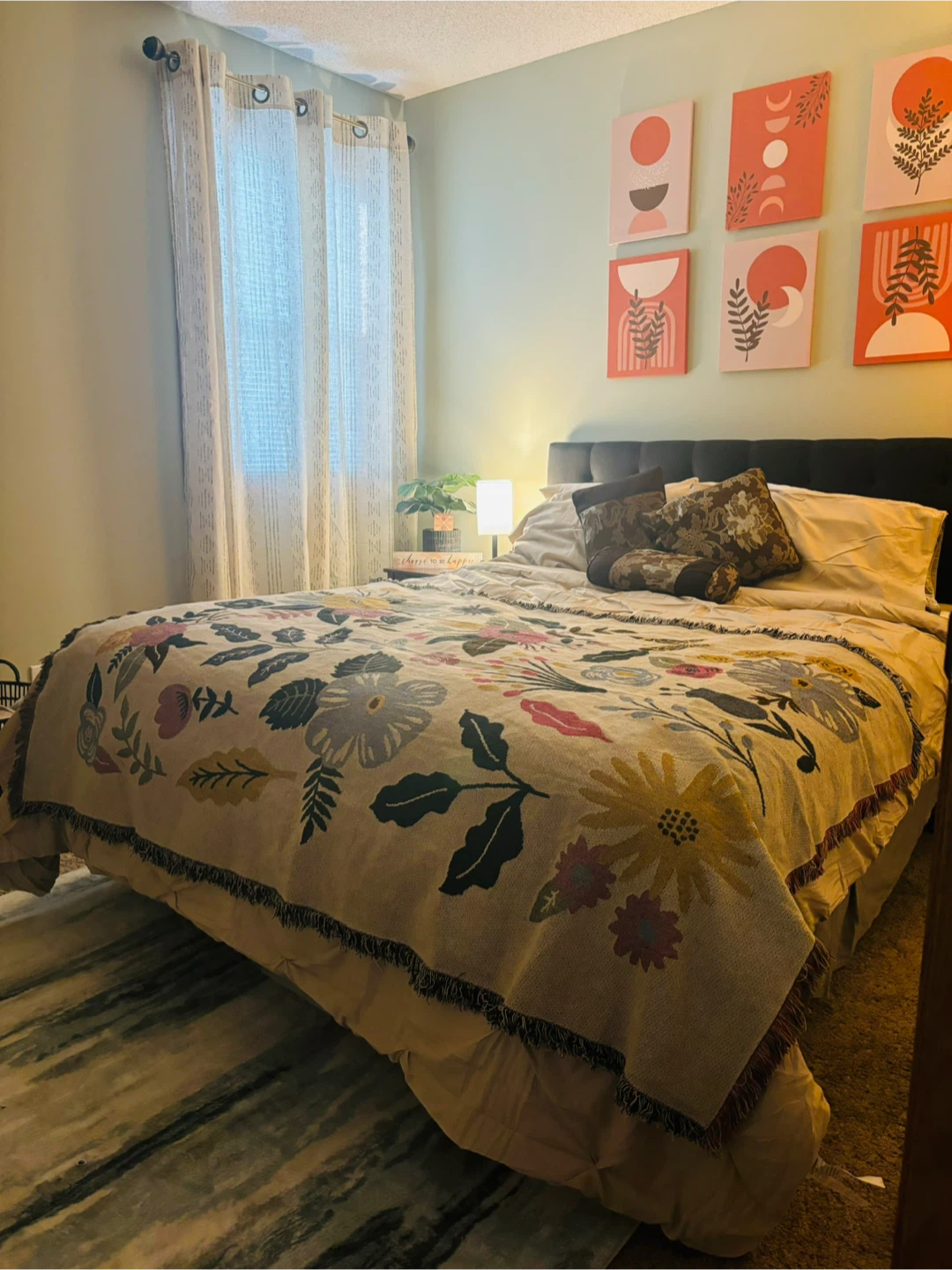Queen bed- bed frame and mattress with headboard