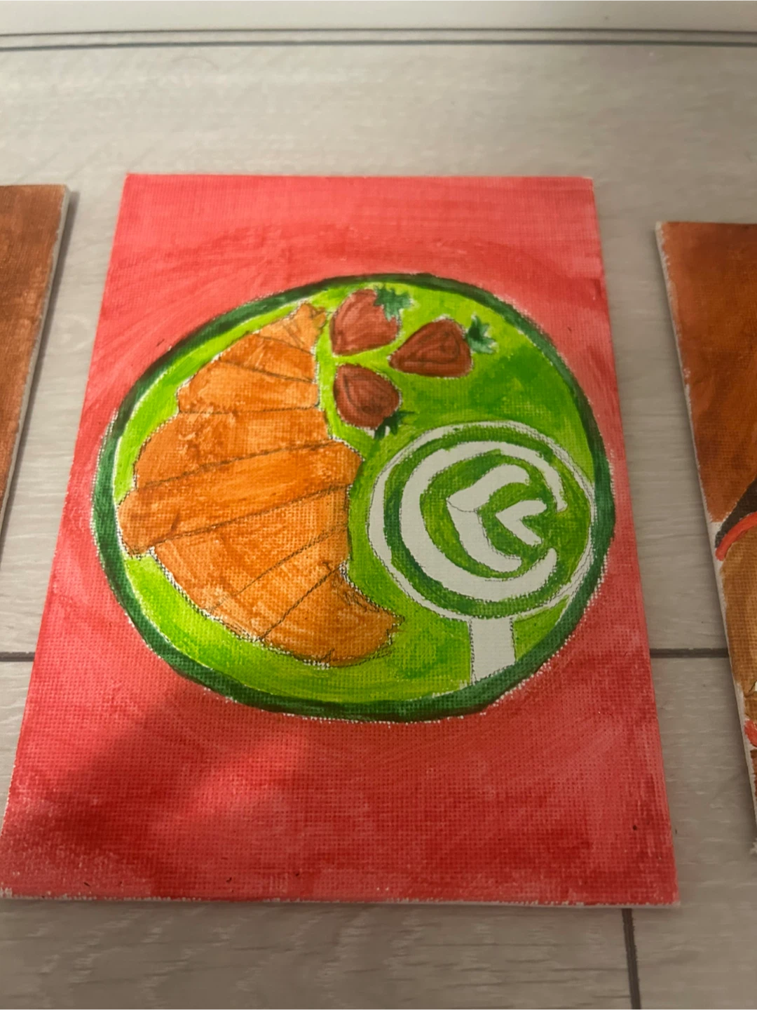 Set of 4 Hand-Painted Cafe Themed Canvases - photo 2