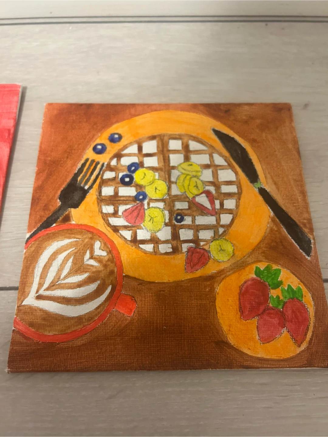 Set of 4 Hand-Painted Cafe Themed Canvases - photo 3