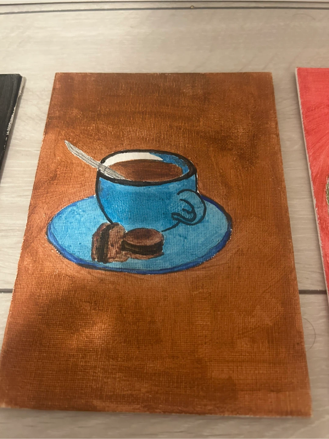 Set of 4 Hand-Painted Cafe Themed Canvases - photo 4