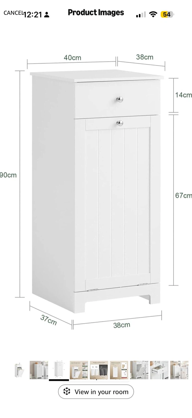 White Laundry Hamper Cabinet with Drawer - photo 3