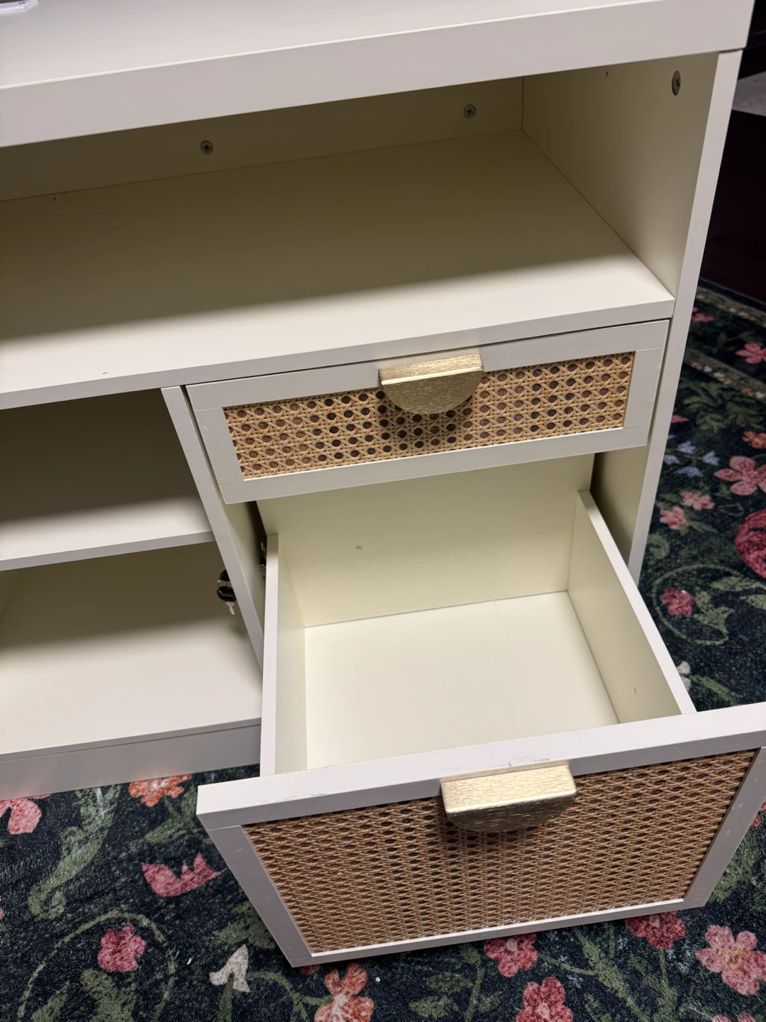 Cream Rattan Storage Cabinet with Power Outlet - photo 4