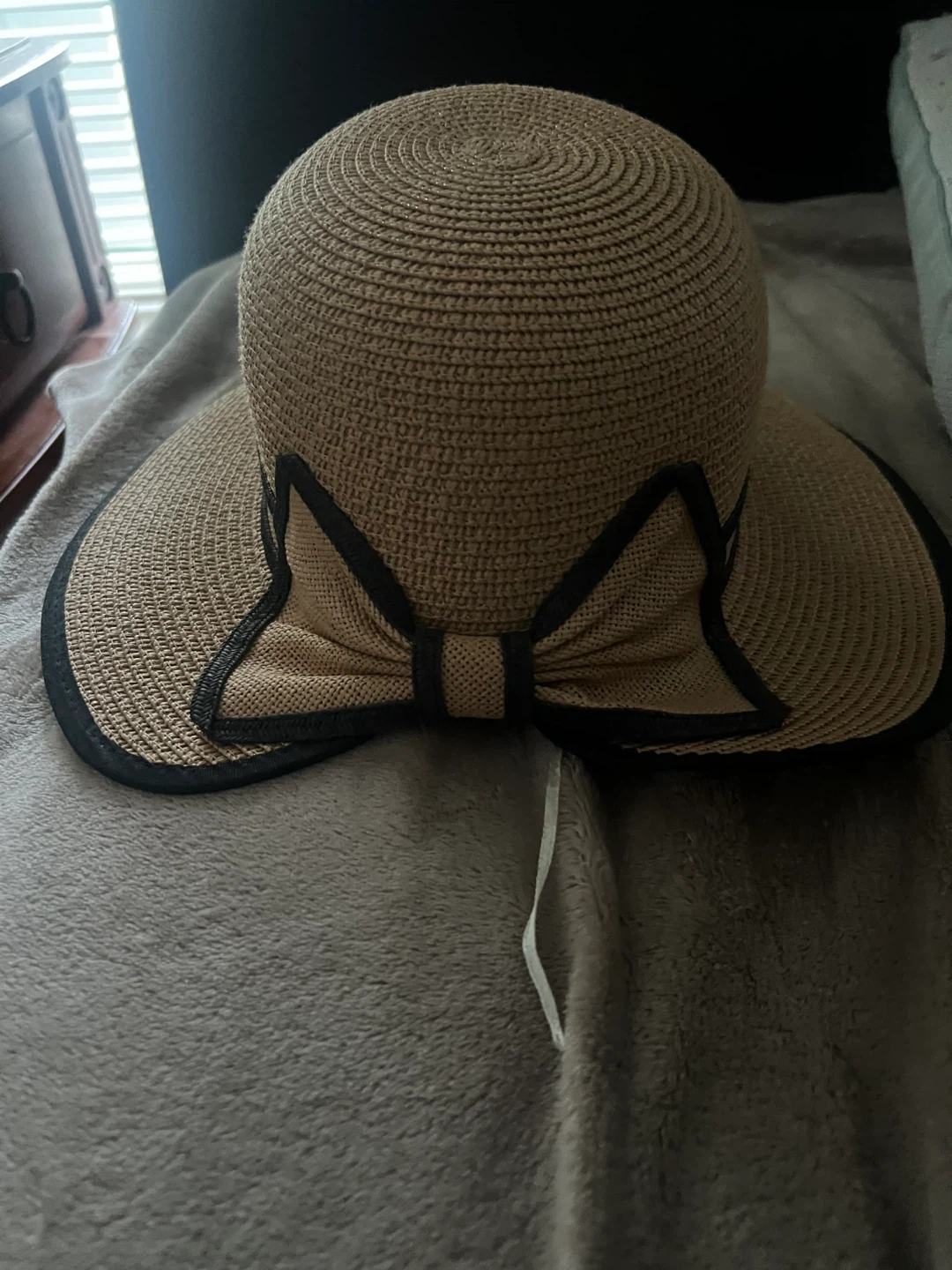 Women's Straw Sun Hat with Black Bow